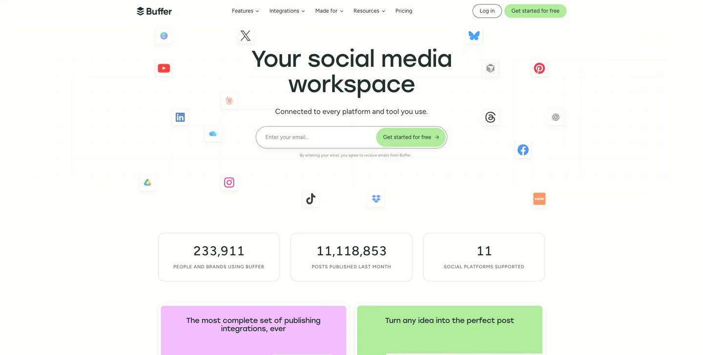Buffer clean queue-based scheduling dashboard across multiple channels