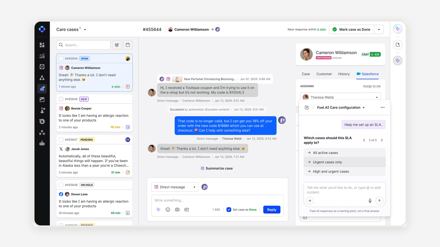 Emplifi care inbox turning social media DMs into CRM cases