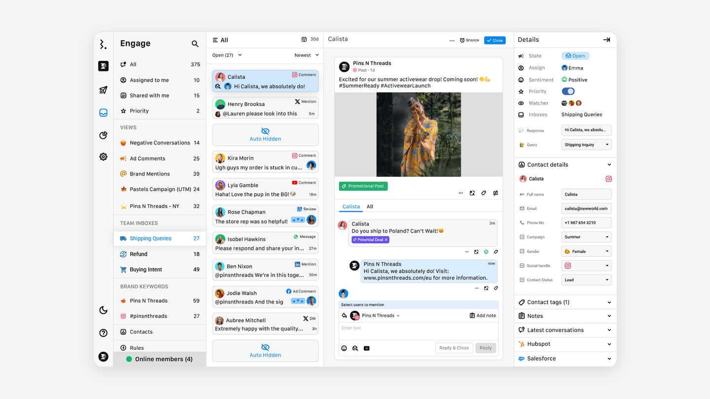 Statusbrew social inbox gathering comments and messages from many brand accounts in one view