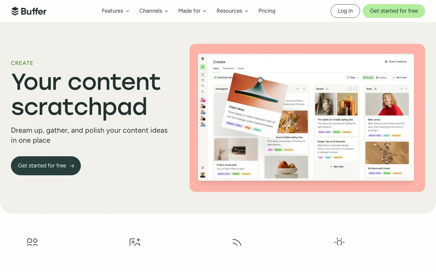 Buffer's post composer interface, optimized for queueing pre-written captions