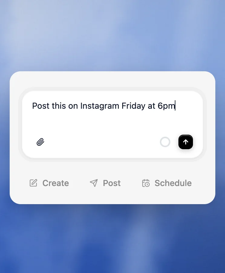 Velocity chat box with the request: Post this on Instagram Friday at 6pm
